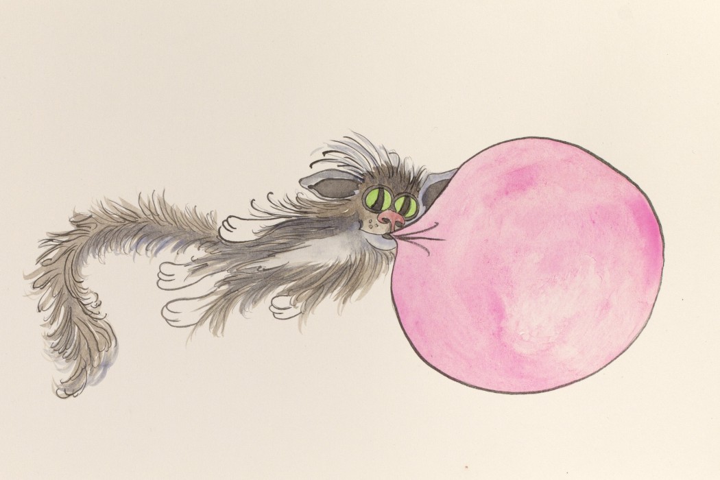 Image of cat floating with bubblegum, from Bubblegum Princess