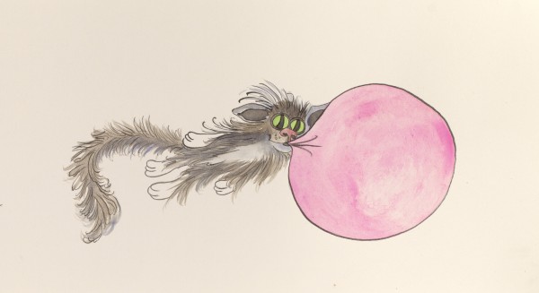 Image of cat floating with bubblegum, from Bubblegum Princess