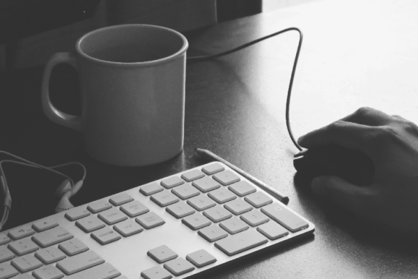 computer and coffee